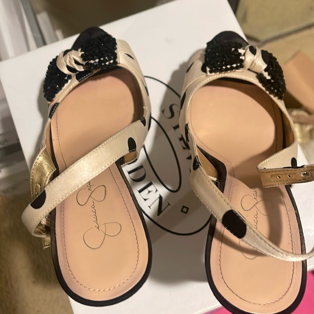 Nude Satin Jessica Simpson Polka Dot Heels